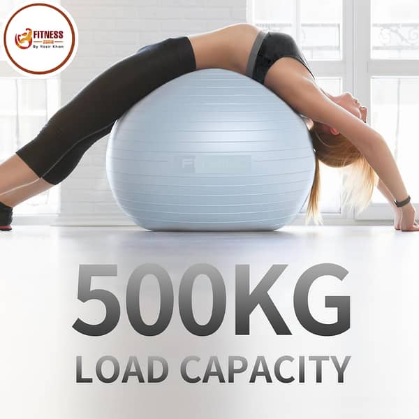Anti-Burst Exercise Ball – Available in 65cm, 75cm, 85cm, and 100cm Sizes, High Weight Capacity Gym Ball with Air Pump for Yoga and Pilates