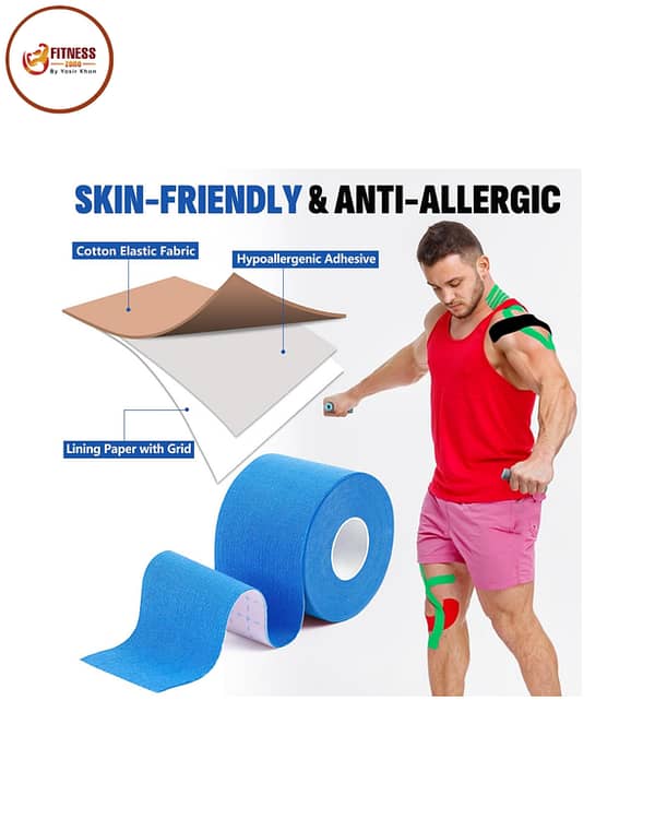 Kinesiology Tape | KT Tape for Pain Relief | Injury Recovery Tape | Waterproof Elastic Therapeutic Tape | Muscle Support Tape for Athletes, Gym, Running, Weightlifting & Physical Therapy
