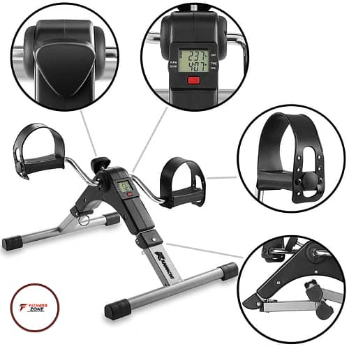 Foldable Mini Exercise Bike Pedal Exerciser – Portable Under Desk Cycle for Arm and Leg Workouts with Digital Display for Home and Office Use