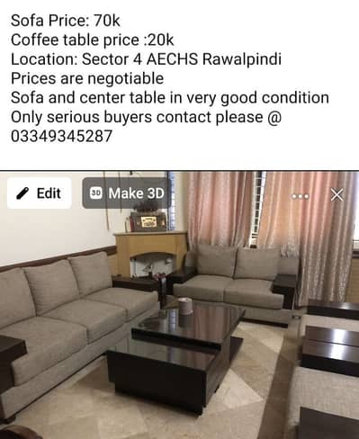7 Seater Sofa and Centre Table