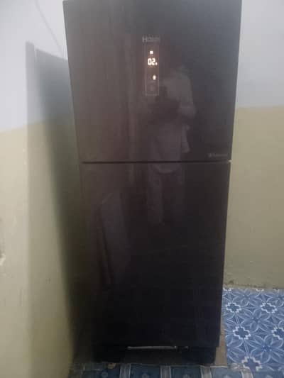 Haier fridge with display medium size chocolate colour