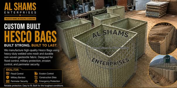 Hesco Bag, Welded wire mesh, Barbed wire, Electric fence, Razor wire