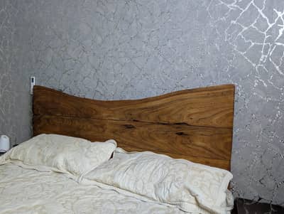 Live edge bed set available for sale. king bed dressing and side table