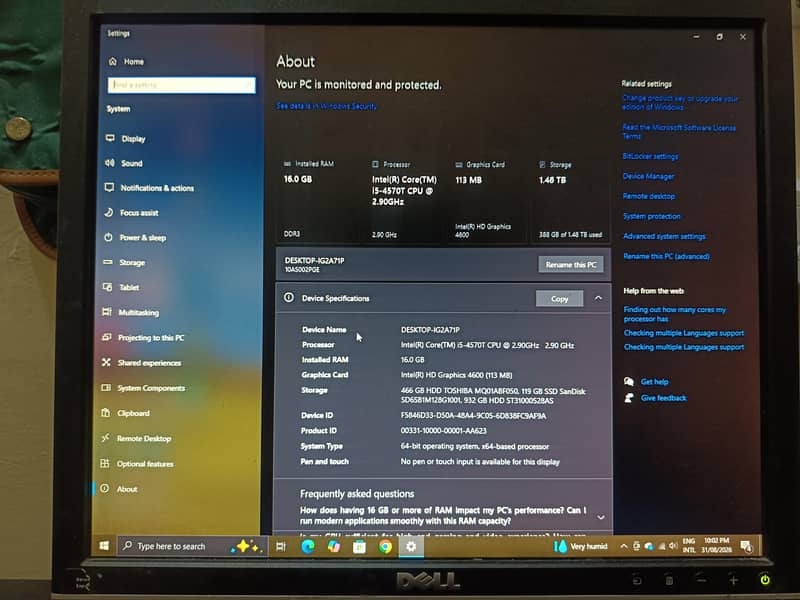 core i5 gen 4th Full computer setup or cpu 1