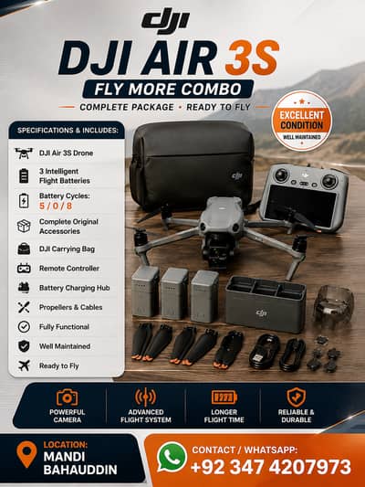 dji Air 3S Fly More Combo/3 Batteries Complete Accessories & Bag/drons