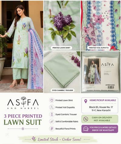 3 Piece Premium Lawn Suit | New Designs