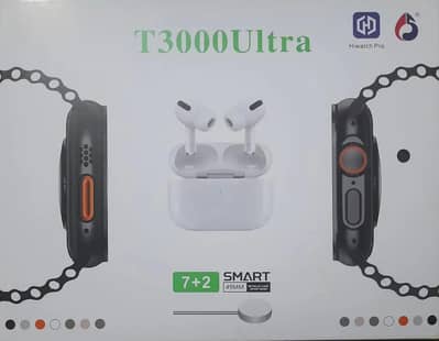 T3000 Ultra Smart Watch 9-in-1 Mega Gift Set (With Earbuds & 7 Straps)