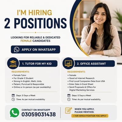 Female Tutor & Office Assistant