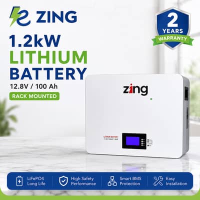 ZING 1.2kW Lithium Battery 12.8V 100Ah | Rack Mounted | 2 Years Warra