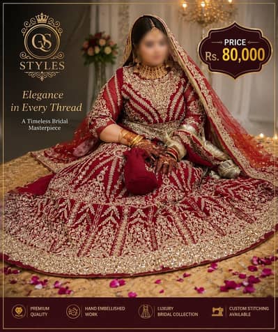 luxury red wedding Dress|Bridal lehenga|Heavy Embroidered Bridal Wear