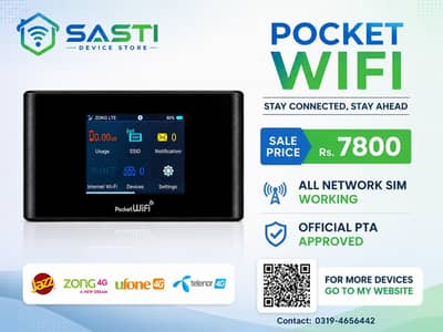 All sim working 4g/5g internet wifi device/zong/jazz/ufone|
