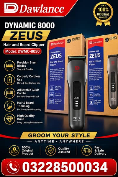 Dawlance Dynamic 8000 Zeus Hair & Beard Trimmer Shaver DWMC-8030