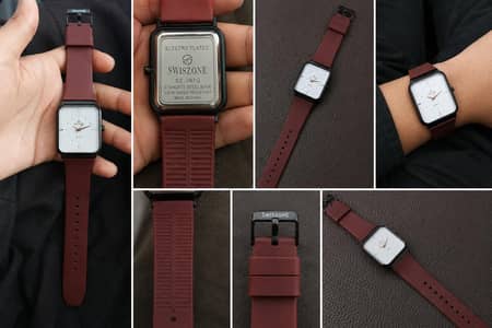 SWISZONE SZ-067G Original Quartz Watch – Maroon Strap
