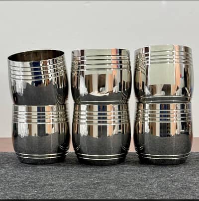Stainless steel fancy glass heavy guage pack of 6