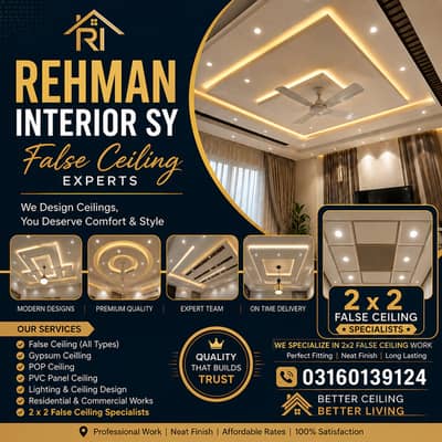 2x2 False Ceiling Specialists | Gypsum & POP Ceiling Work