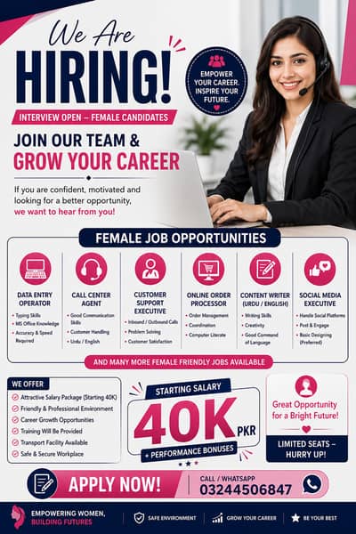 Female Staff Required – Multiple Positions