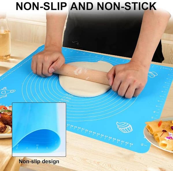Legacy Deals Extra-Large Silicone Baking & Roti Rolling Mat (50x40cm) Reusable, Non-Stick, Food-Grade Dough Kneading Pastry Mat with Measurements Guide| Heat Resistant, Anti-Slip for Roti, Pizza, Cake, Fondant, Chapati – Multi-Color