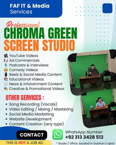 Studio available - Chroma shoots, Song Record, Podcast & Everything