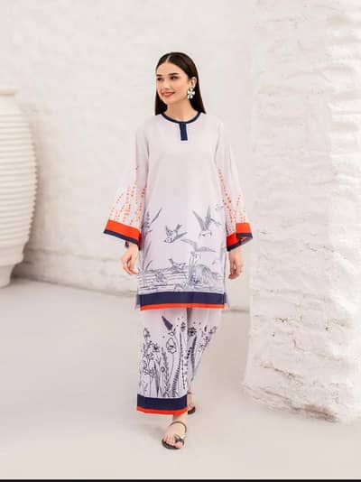 Chic Women's Stitched Printed Shirt & Trouser Set - 2 Pcs