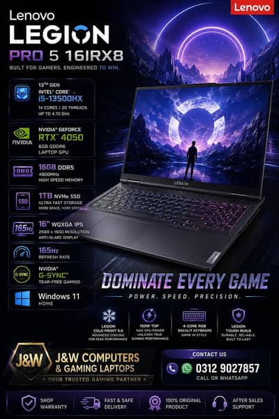 LENOVO LEGION 5/CORE I5 13TH/RTX 4050 140W/QHD 165HZ GAMING
