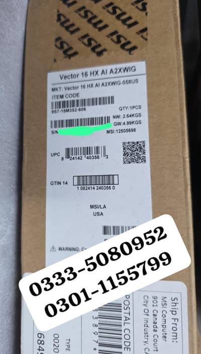 MSI Vector 16 HX A1, 2026/ Laptop,ULTRA 9, 32GB / 2TB RTX 5080, Packed