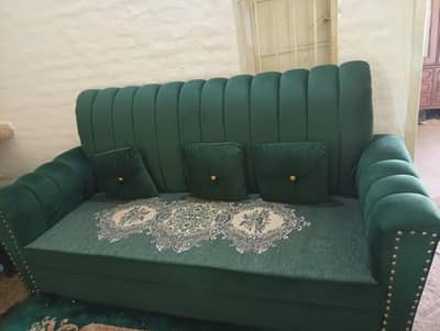 Luxury Emerald Green 5-Seater Velvet Sofa Set