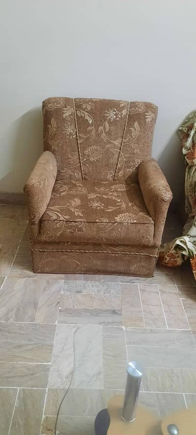 golden colour seater sofa