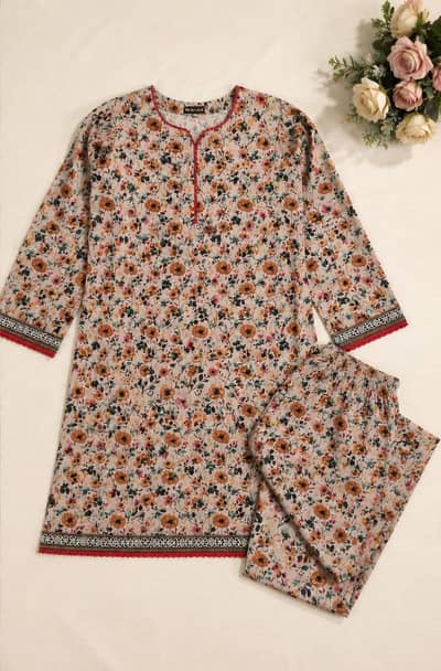 2 Piece Stitched Lawn Premium Suit