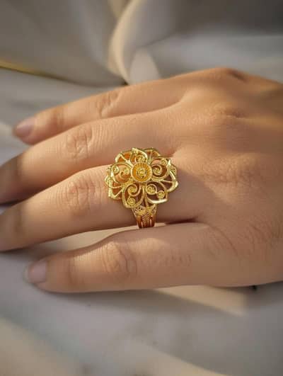 Elegant pack of 2 Plated Floral Statement Ring / Designer Fashion Ring