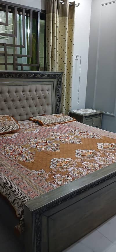 Double Bed Set with Mirror & 2 Side Tables
