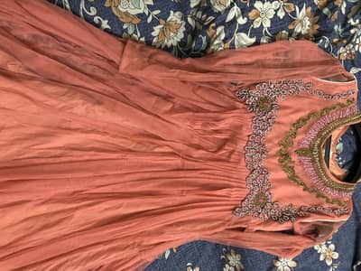 Elegant Peach Embroidered Maxi