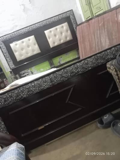 Double Bed for sale. with mattress and 2 side tables