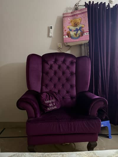 Purple themed fancy sofa chair