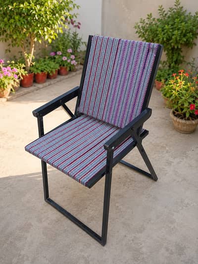 Modern Iron Frame Relax Chair | Comfortable Fabric Chair | Strong & S
