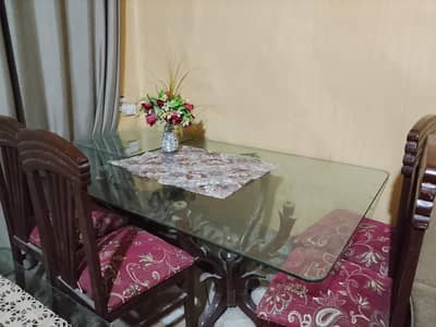 Mirror Dining table with 6 chairs