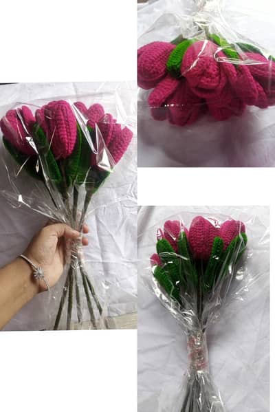forever tulip flower crochet bouquet for handmade lovers