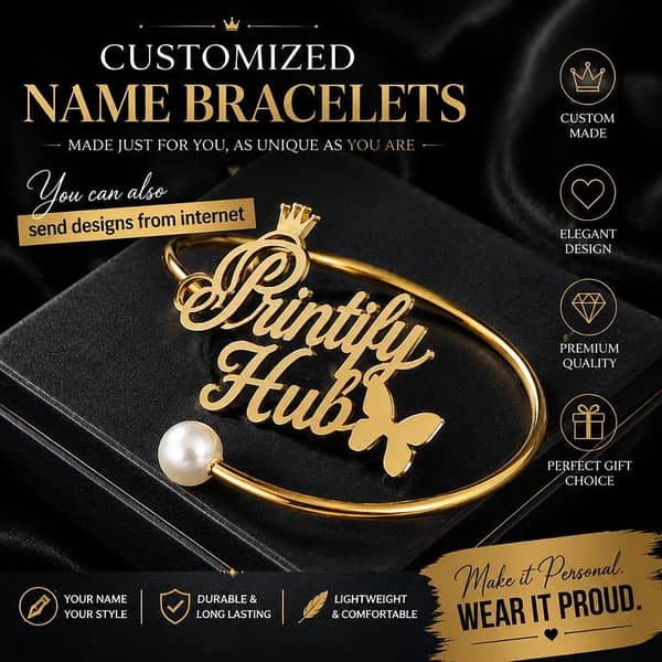 Custom Name Bracelet Personalised Gold Bangle