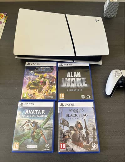 PS5 Slim Digital Edition [825GB] + 4 Top PS5 Hit Games Bundle -