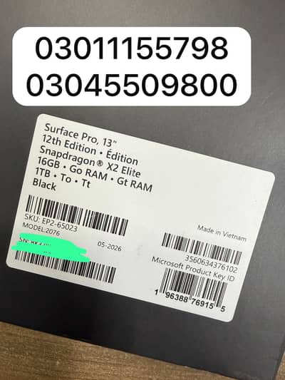 Microsoft Surface PRO, 13" 12th ED Snapdragon X2 Elite 16GB / 01TB