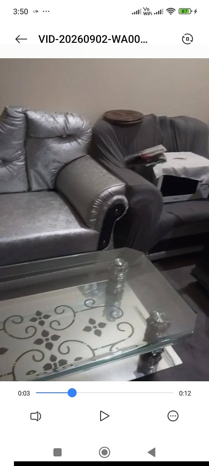 Sofa set + glass table 2