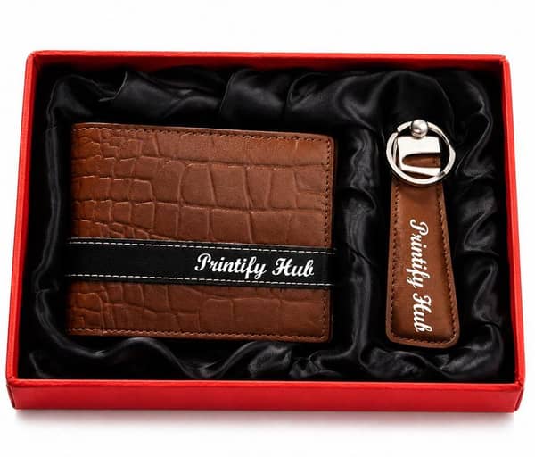 Customized Wallet & Keychain Gift Set for Men