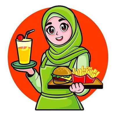 Female waitress for girls side in restaurant