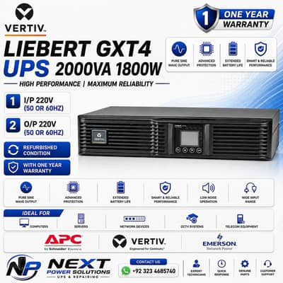 Vertiv GXT4 Online UPS 2KVA / 1800W Refurbished with 1 Year Warranty