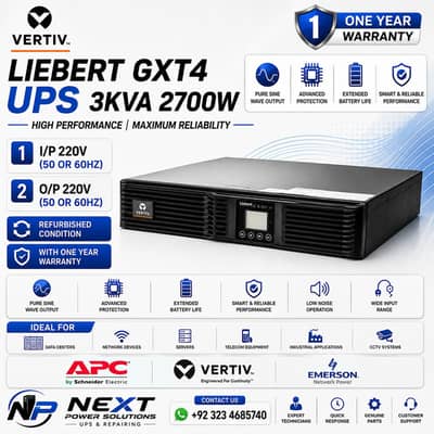 Vertiv GXT4 Online UPS 3KVA / 2700W Refurbished with 1 Year Warrant