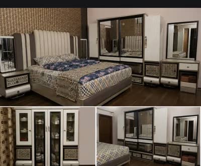 Luxury Bedroom Furniture Set | King Size Bed, Dressing Table, Wardrobe