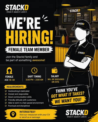 Female staff needed for restaurant