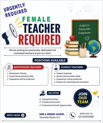 Urgent Required Montessori n Science Teacher