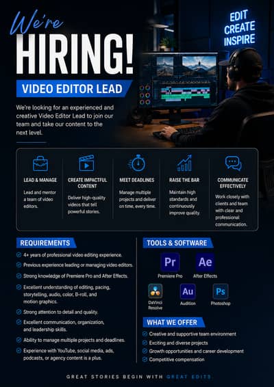 Video Editing Team Lead & QC Manager