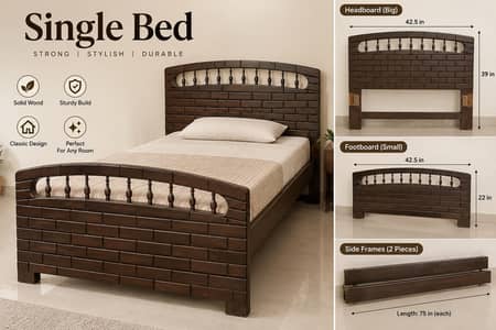 royal wooden single beds with mattress