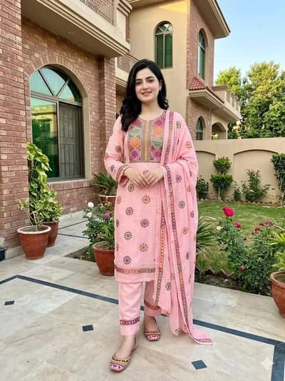 2 Pcs woman's Unstitched hand embroidered suit